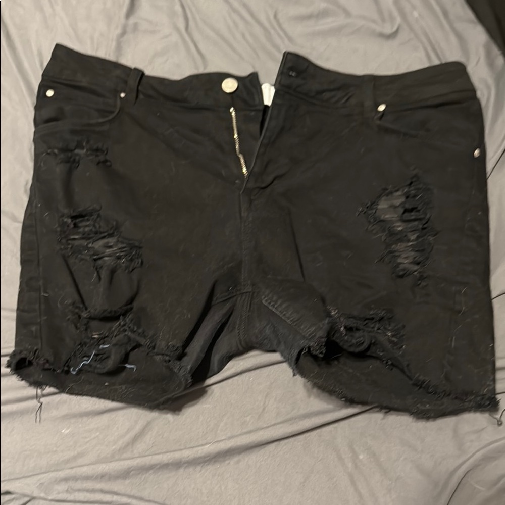 ASOS Black Distressed Jean Shorts Edgy Style